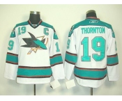 nhl jerseys san jose sharks #19 thornton white(C)