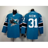 nhl jerseys san jose sharks #31 niemi blue[2014 new stadium]