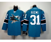 nhl jerseys san jose sharks #31 niemi blue[2014 new stadium]