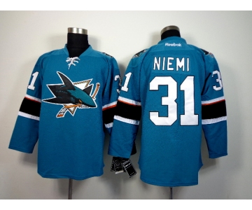 nhl jerseys san jose sharks #31 niemi blue[2014 new stadium]