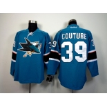 nhl jerseys san jose sharks #39 couture blue[2014 new stadium]