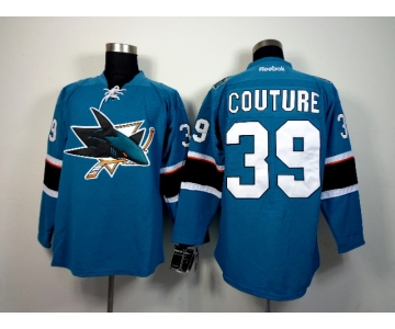 nhl jerseys san jose sharks #39 couture blue[2014 new stadium]