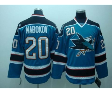 nhl san jose sharks #20 nabokov blue