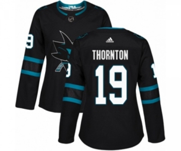 Women Adidas San Jose Sharks #19 Joe Thornton Premier Black Alternate NHL Jersey