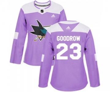 Women Adidas San Jose Sharks #23 Barclay Goodrow Authentic Purple Fights Cancer Practice NHL Jersey