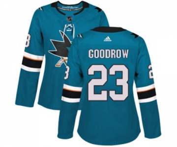 Women Adidas San Jose Sharks #23 Barclay Goodrow Authentic Teal Green Home NHL Jersey