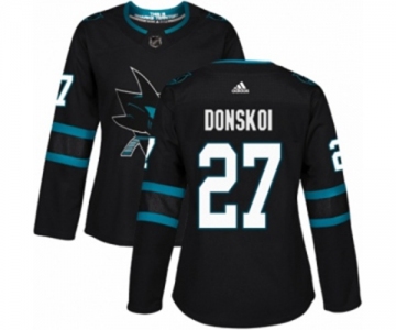 Women Adidas San Jose Sharks #27 Joonas Donskoi Authentic Black Alternate NHL Jersey