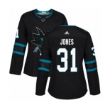 Women Adidas San Jose Sharks #31 Martin Jones Authentic Black Alternate NHL Jersey