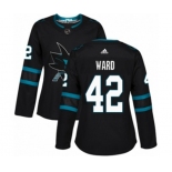 Women Adidas San Jose Sharks #42 Joel Ward Authentic Black Alternate NHL Jersey