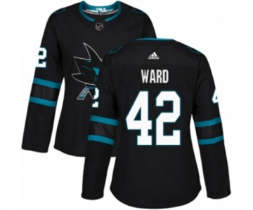 Women Adidas San Jose Sharks #42 Joel Ward Authentic Black Alternate NHL Jersey