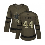 Women Adidas San Jose Sharks #44 Marc-Edouard Vlasic Authentic Green Salute to Service NHL Jersey