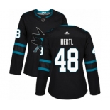 Women Adidas San Jose Sharks #48 Tomas Hertl Authentic Black Alternate NHL Jersey