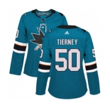 Women Adidas San Jose Sharks #50 Chris Tierney Authentic Teal Green Home NHL Jersey