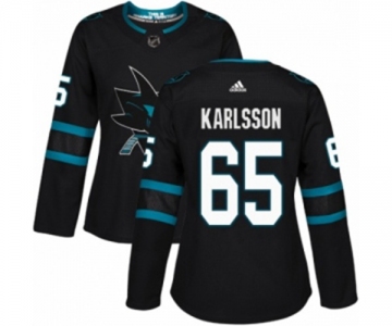 Women Adidas San Jose Sharks #65 Erik Karlsson Premier Black Alternate NHL Jersey