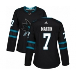 Women Adidas San Jose Sharks #7 Paul Martin Authentic Black Alternate NHL Jersey