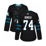 Women Adidas San Jose Sharks #74 Dylan DeMelo Authentic Black Alternate NHL Jersey