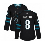 Women Adidas San Jose Sharks #8 Joe Pavelski Authentic Black Alternate NHL Jersey