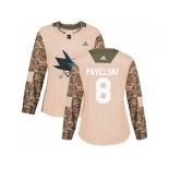 Women Adidas San Jose Sharks #8 Joe Pavelski Camo Authentic 2017 Veterans Day Stitched NHL Jersey