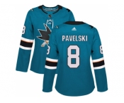 Women Adidas San Jose Sharks #8 Joe Pavelski Teal Home Authentic Stitched NHL Jersey