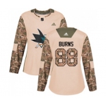 Women Adidas San Jose Sharks #88 Brent Burns Authentic Camo Veterans Day Practice NHL Jersey