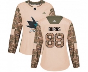 Women Adidas San Jose Sharks #88 Brent Burns Authentic Camo Veterans Day Practice NHL Jersey