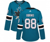 Women Adidas San Jose Sharks #88 Brent Burns Authentic Teal Green Home NHL Jersey