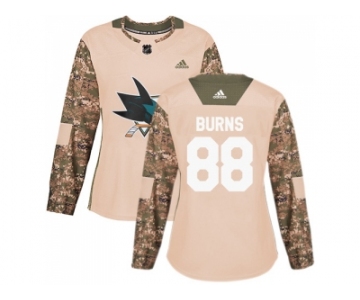 Women Adidas San Jose Sharks #88 Brent Burns Camo Authentic 2017 Veterans Day Stitched NHL Jersey