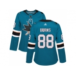 Women Adidas San Jose Sharks #88 Brent Burns Teal Home Authentic Stitched NHL Jersey