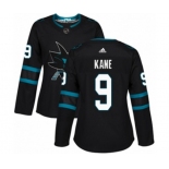 Women Adidas San Jose Sharks #9 Evander Kane Authentic Black Alternate NHL Jersey