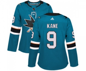 Women Adidas San Jose Sharks #9 Evander Kane Authentic Teal Green Home NHL Jersey