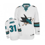 Women Reebok San Jose Sharks #31 Martin Jones Authentic White Away NHL Jersey