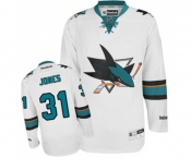 Women Reebok San Jose Sharks #31 Martin Jones Authentic White Away NHL Jersey