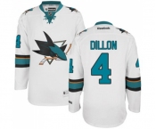 Women Reebok San Jose Sharks #4 Brenden Dillon Authentic White Away NHL Jersey