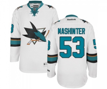 Women Reebok San Jose Sharks #53 Brandon Mashinter Authentic White Away NHL Jersey