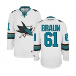 Women Reebok San Jose Sharks #61 Justin Braun Authentic White Away NHL Jersey