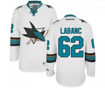 Women Reebok San Jose Sharks #62 Kevin Labanc Authentic White Away NHL Jersey