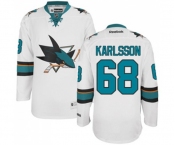 Women Reebok San Jose Sharks #68 Melker Karlsson Authentic White Away NHL Jersey