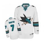 Women Reebok San Jose Sharks #7 Paul Martin Authentic White Away NHL Jersey