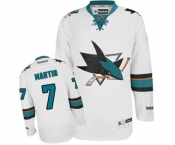 Women Reebok San Jose Sharks #7 Paul Martin Authentic White Away NHL Jersey