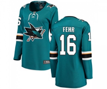 Women San Jose Sharks #16 Eric Fehr Fanatics Branded Teal Green Home Breakaway NHL Jersey