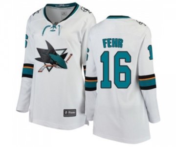 Women San Jose Sharks #16 Eric Fehr Fanatics Branded White Away Breakaway NHL Jersey