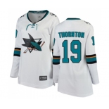 Women San Jose Sharks #19 Joe Thornton Fanatics Branded White Away Breakaway NHL Jersey