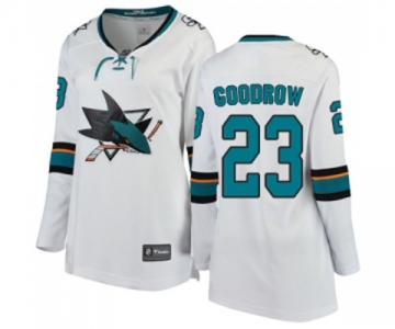 Women San Jose Sharks #23 Barclay Goodrow Fanatics Branded White Away Breakaway NHL Jersey