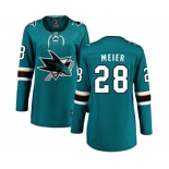 Women San Jose Sharks #28 Timo Meier Fanatics Branded Teal Green Home Breakaway NHL Jersey