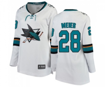 Women San Jose Sharks #28 Timo Meier Fanatics Branded White Away Breakaway NHL Jersey