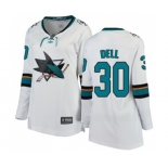 Women San Jose Sharks #30 Aaron Dell Fanatics Branded White Away Breakaway NHL Jersey