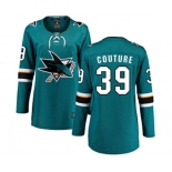 Women San Jose Sharks #39 Logan Couture Fanatics Branded Teal Green Home Breakaway NHL Jersey