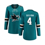 Women San Jose Sharks #4 Brenden Dillon Fanatics Branded Teal Green Home Breakaway NHL Jersey