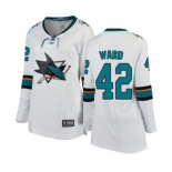 Women San Jose Sharks #42 Joel Ward Fanatics Branded White Away Breakaway NHL Jersey