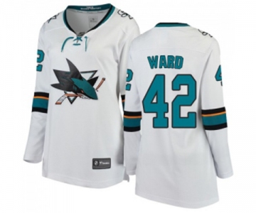 Women San Jose Sharks #42 Joel Ward Fanatics Branded White Away Breakaway NHL Jersey